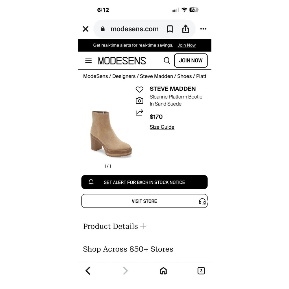 Steve Madden Sloanne Platform Bootie Sz. 9 Sand Suede